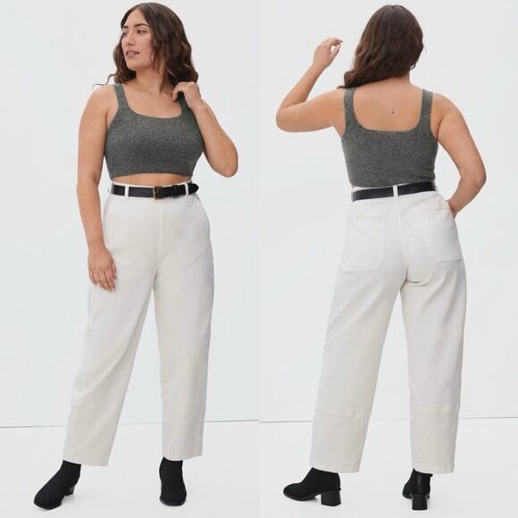 Everlane The Wool Blend Ribbed Crop Top Dark Gray Women Small NWT Stretch - Picture 1 of 9